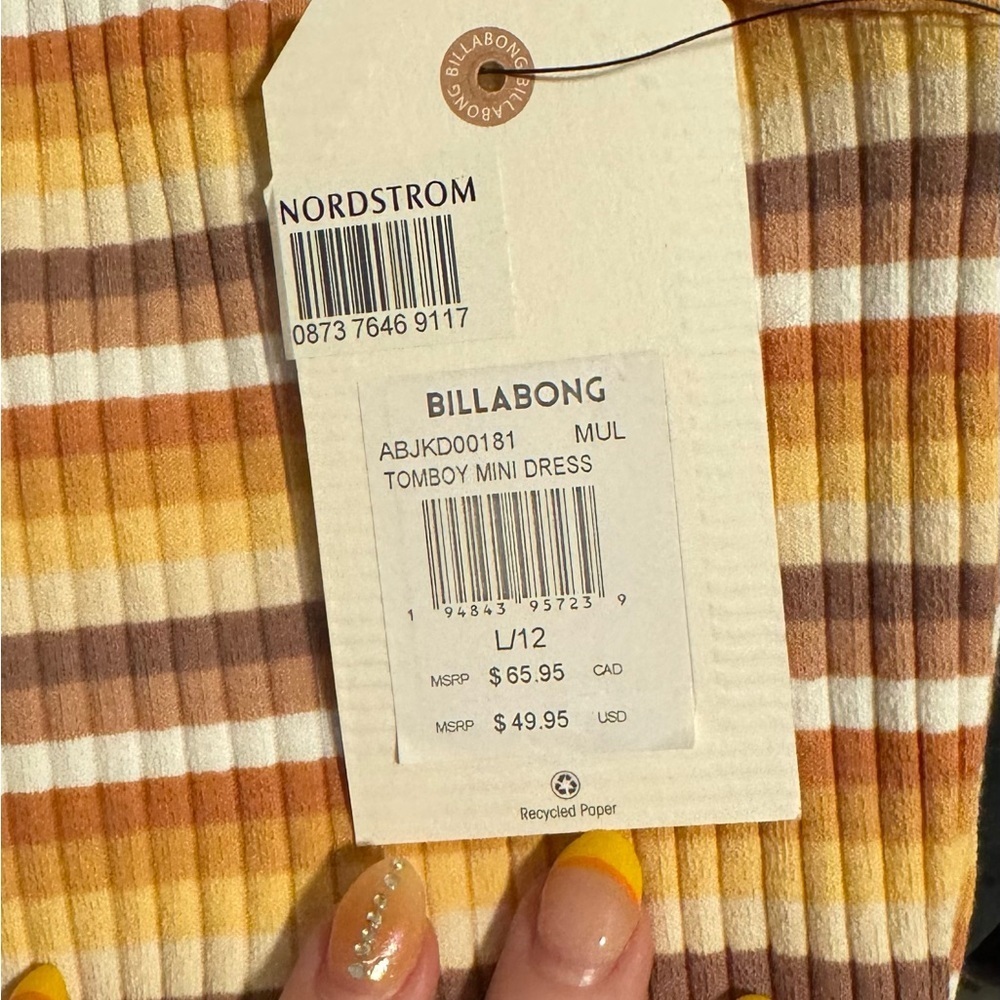 NWT Billabong Tomboy Mini Dress 90’s vibe Halter Bodycon Dress Size L/12 - Picture 6 of 6